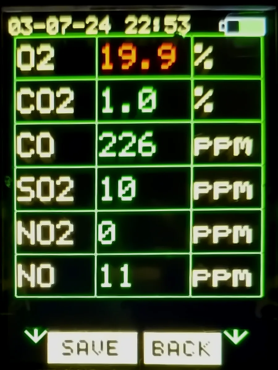 Analyser photo after the adsorber, 3 July 2024
